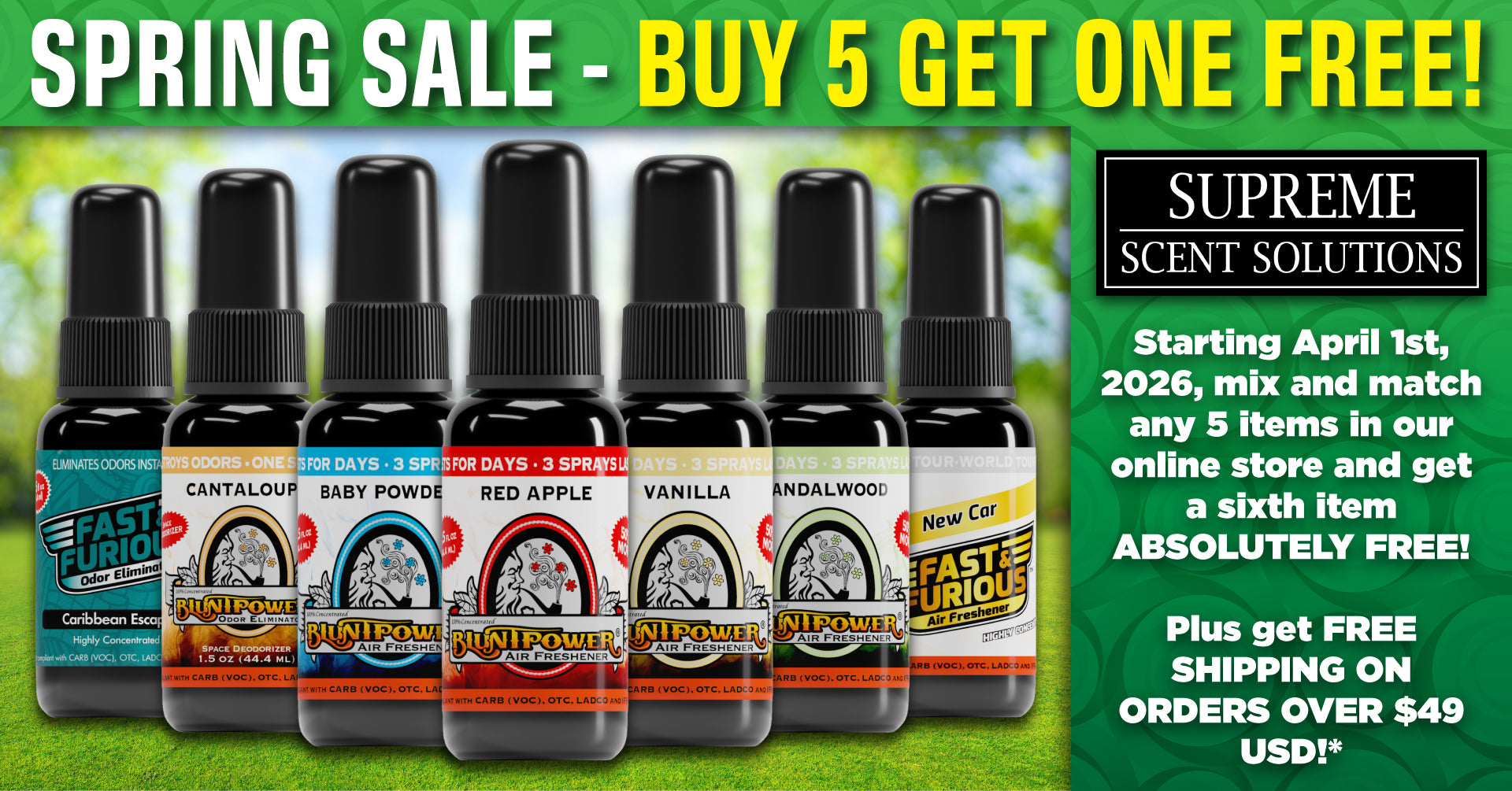 Supreme Scent Solutions Spring Sale, Buy 5 Get One Free, Landscape
